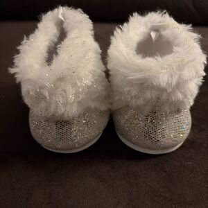 Build A Bear  Workshop Silver Glitter Furry  Fuzzy Fashion  Snow Boots